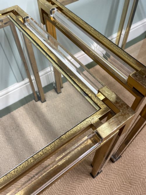 PAIR OF BRASS AND GLASS TABLES - ADDITIONAL PHOTO 4