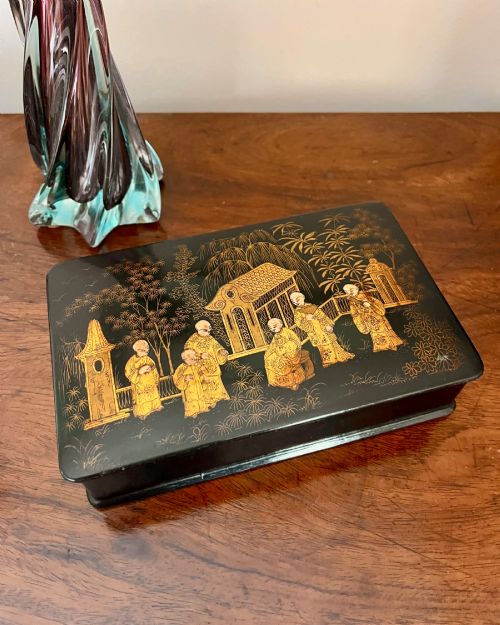 19th Century Lacquered Chinoiserie Box