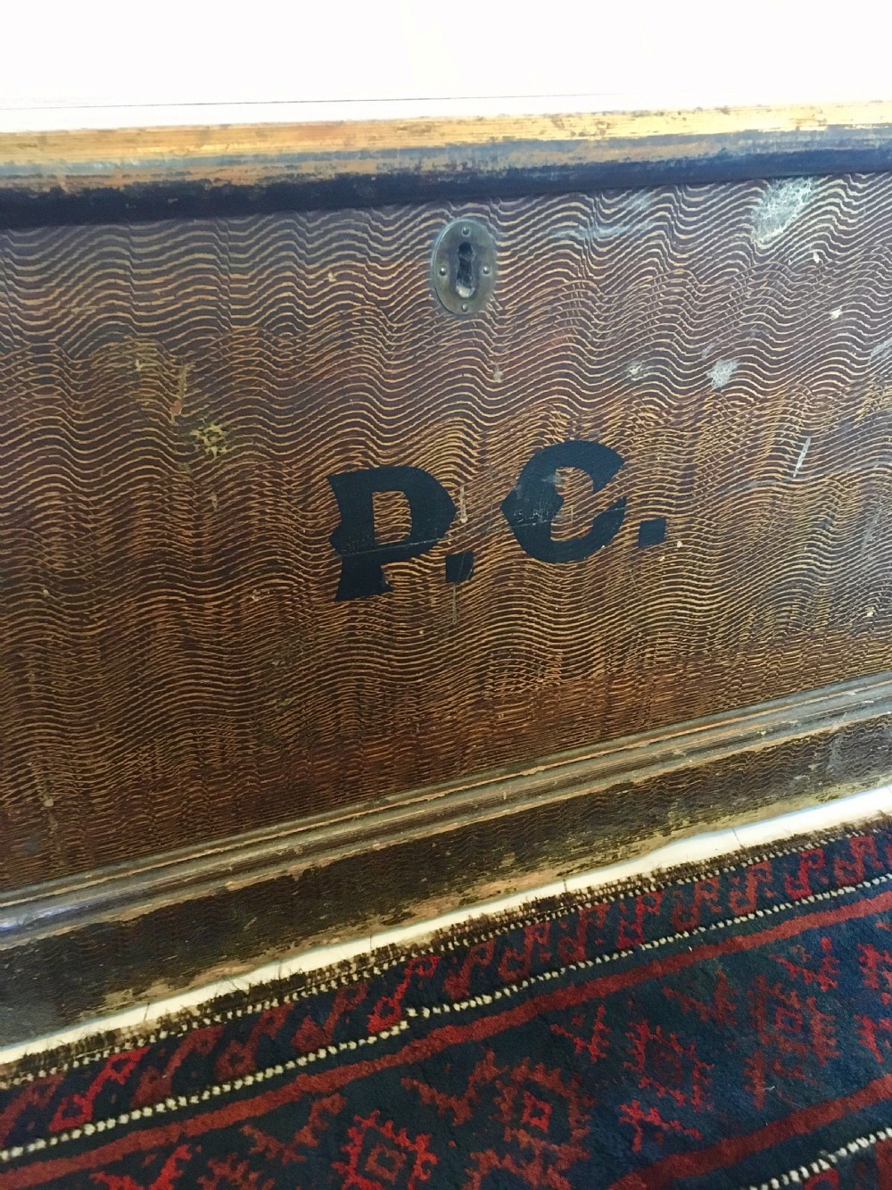 Painted pine blanket box View V