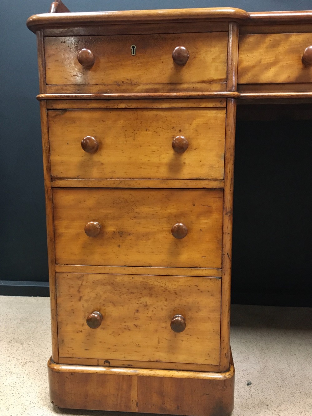 Heals of London satin birch pedestal desk View III
