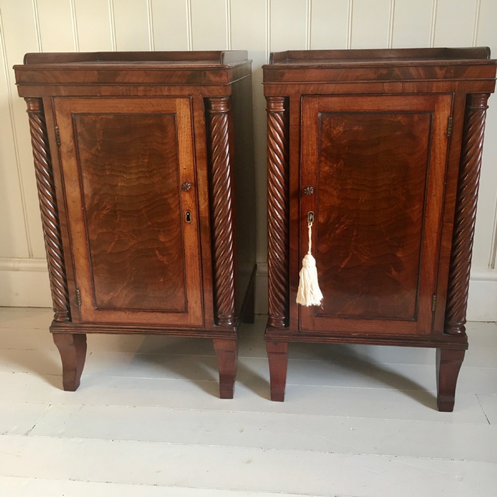 19th century mahogany bedside cupboards