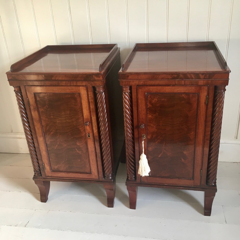 19th century mahogany bedside cupboards View II