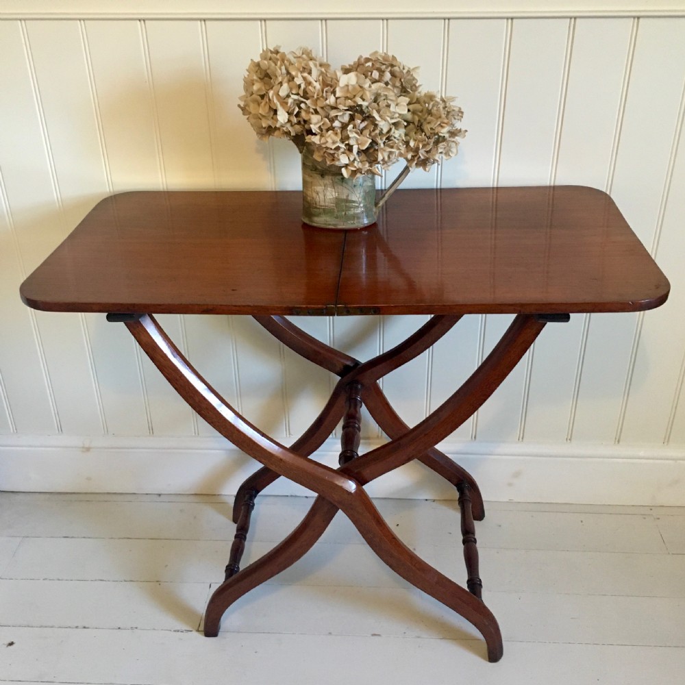 19th century mahogany campaign, coaching table