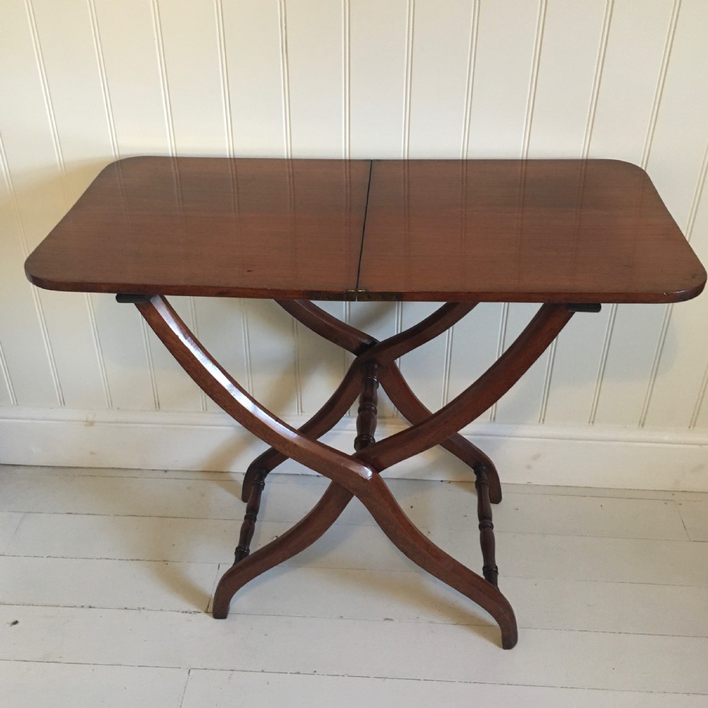 19th century mahogany campaign, coaching table View II