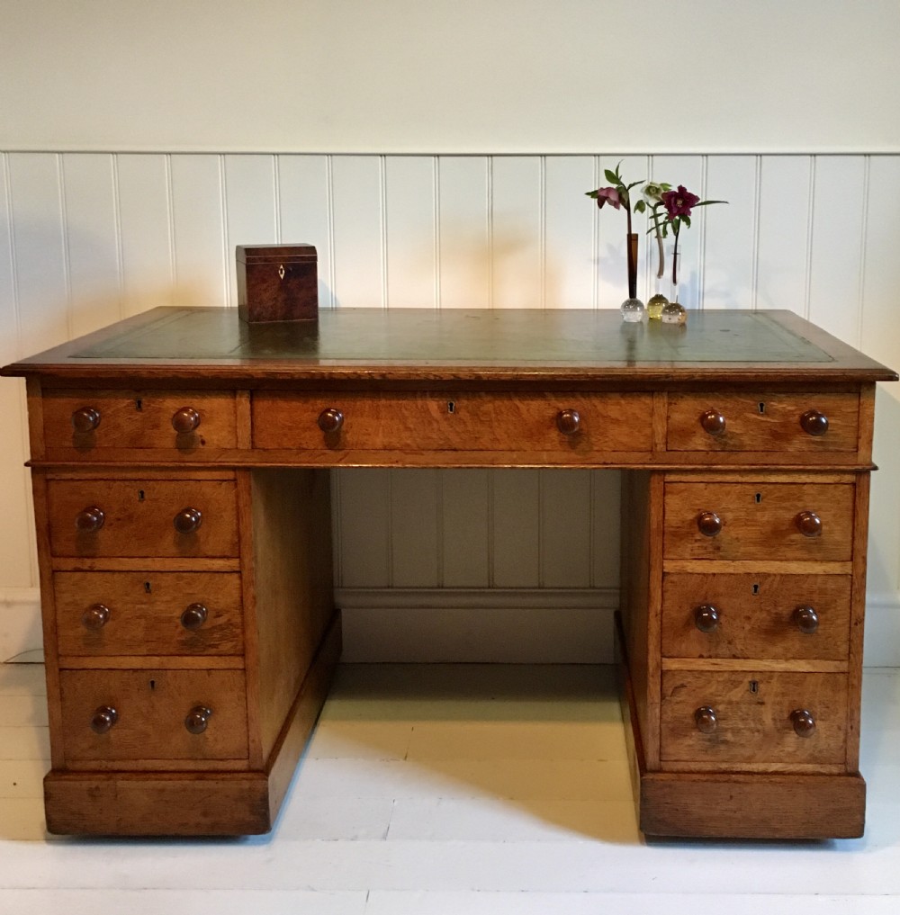 19th century oak pedestal desk 