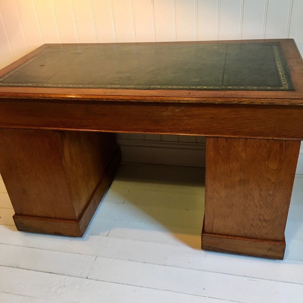 19th century oak pedestal desk  View X