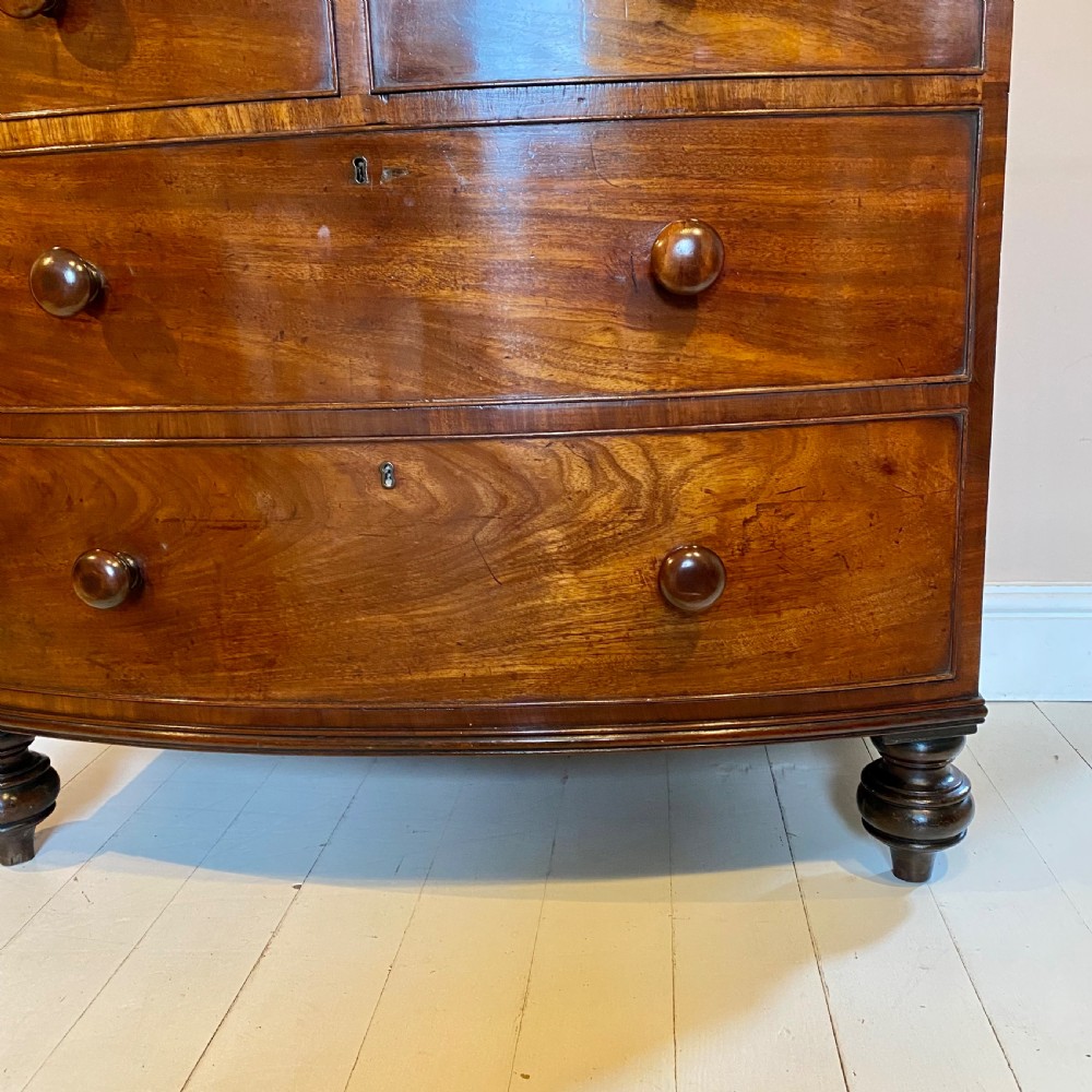 19th century Mahogany bow front chest of drawers View III