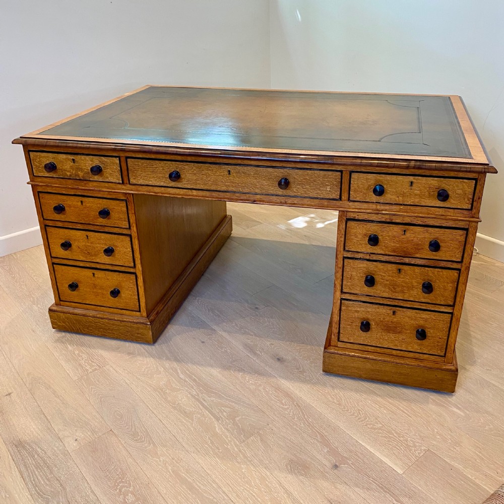 19th century oak partners desk View XI
