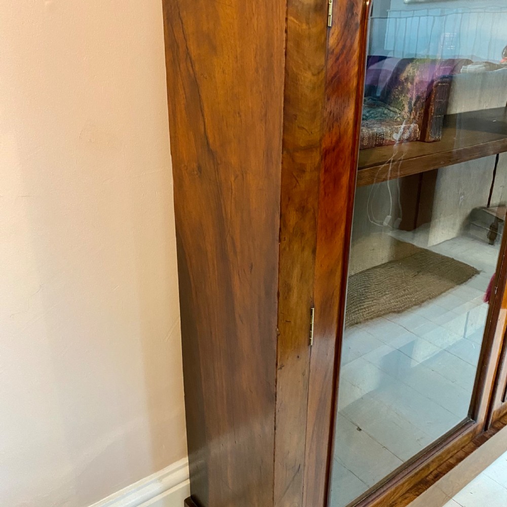 19th century walnut glazed bookcase View V