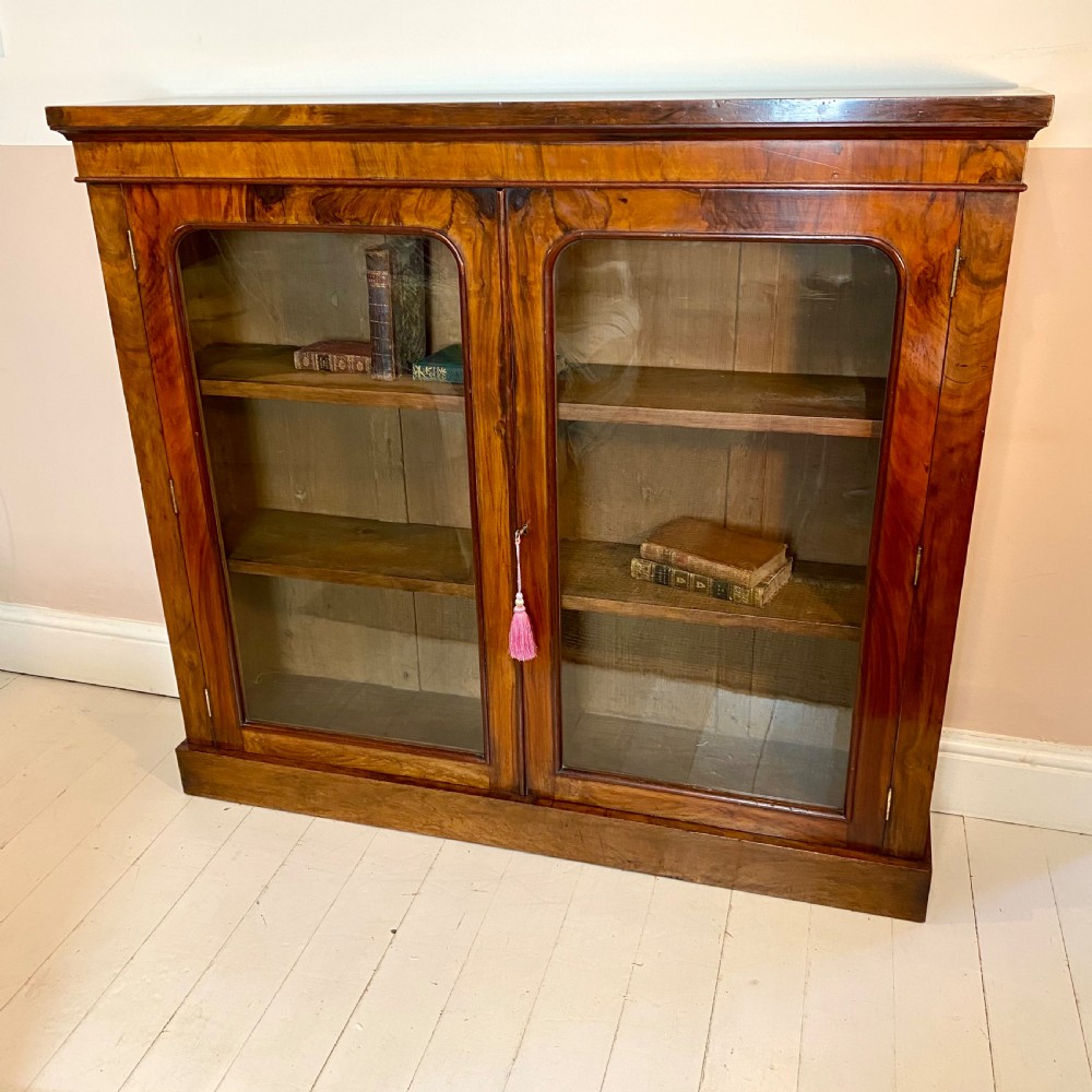 19th century walnut glazed bookcase
