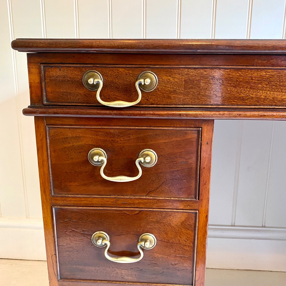 19th century small mahogany pedestal desk View V