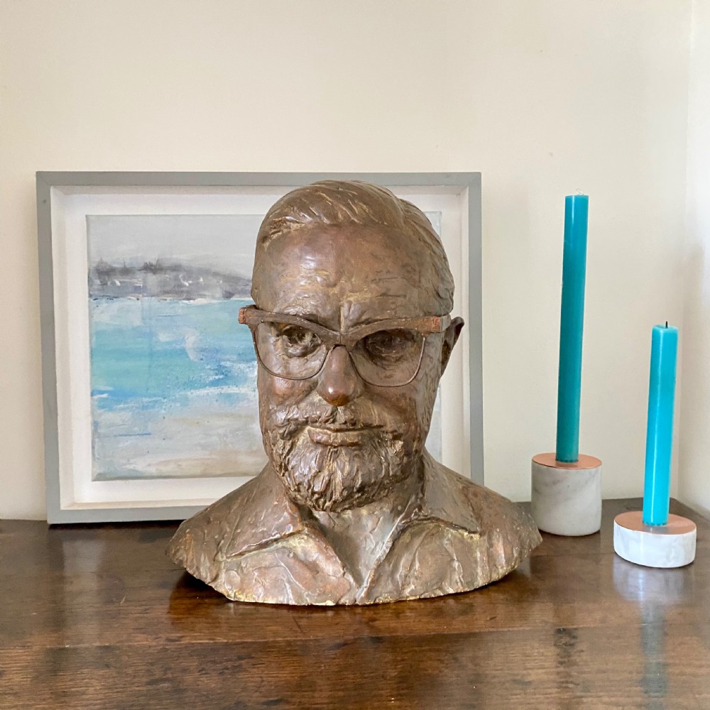 Bronzed plaster bust