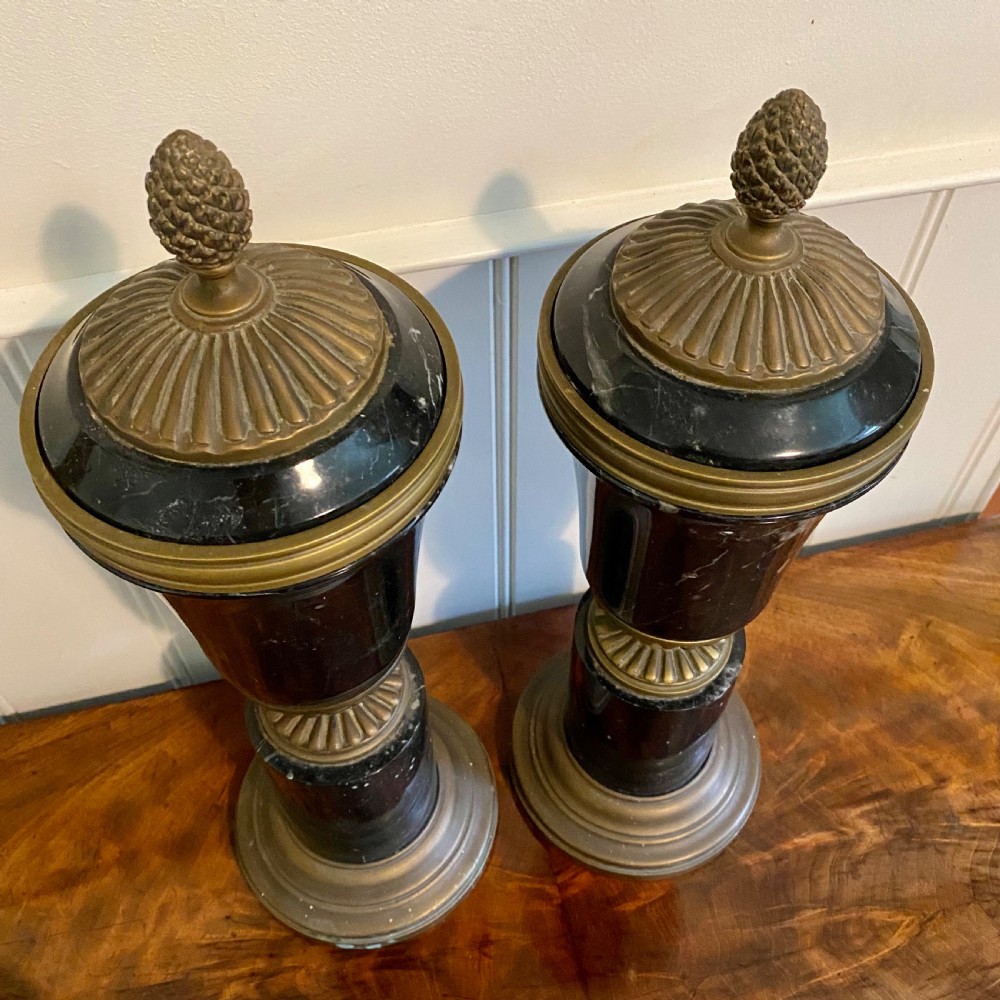 Pair of Marble and brass urns View IV