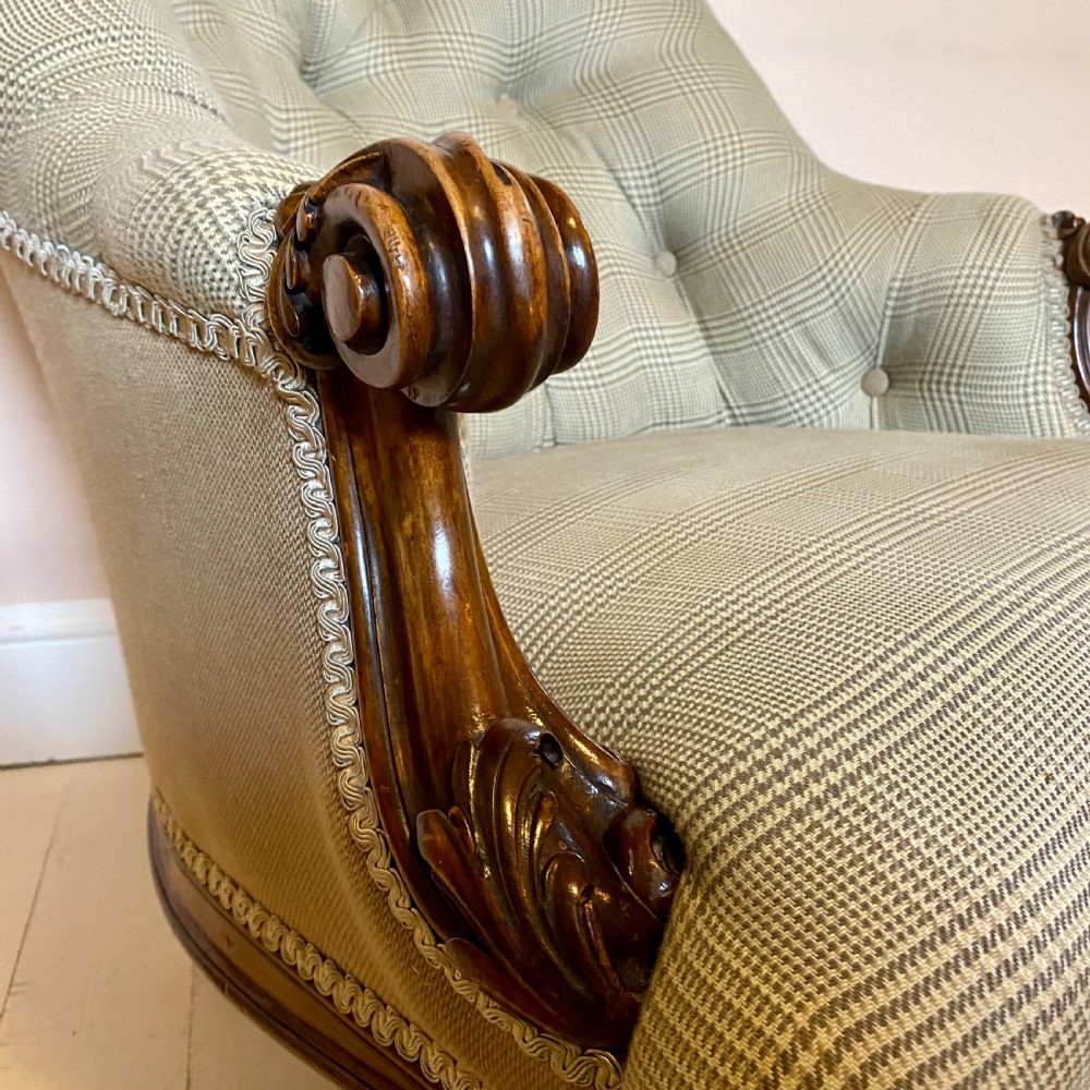19th century walnut button back chair View III