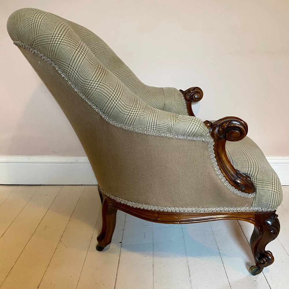 19th century walnut button back chair View VI