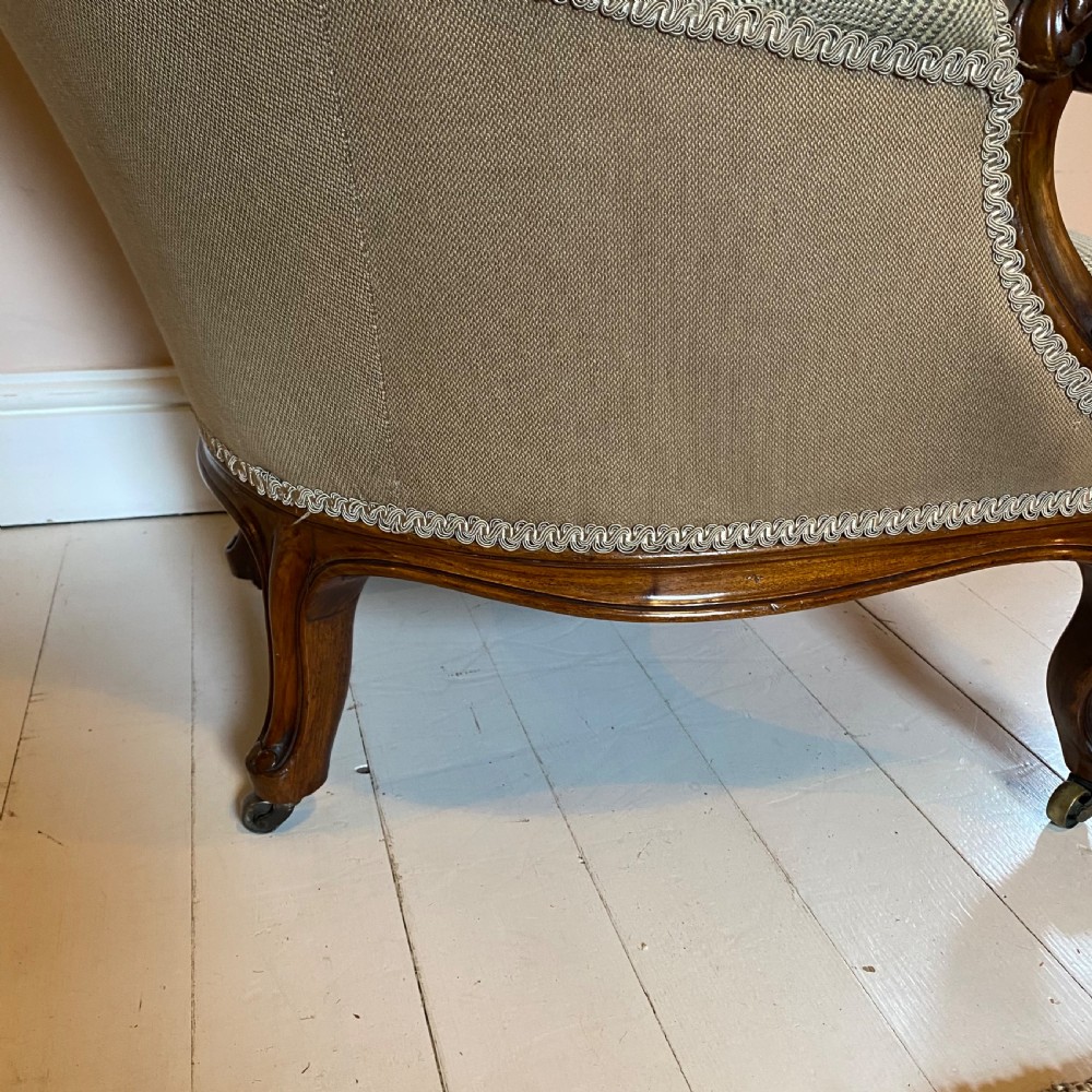19th century walnut button back chair View VII