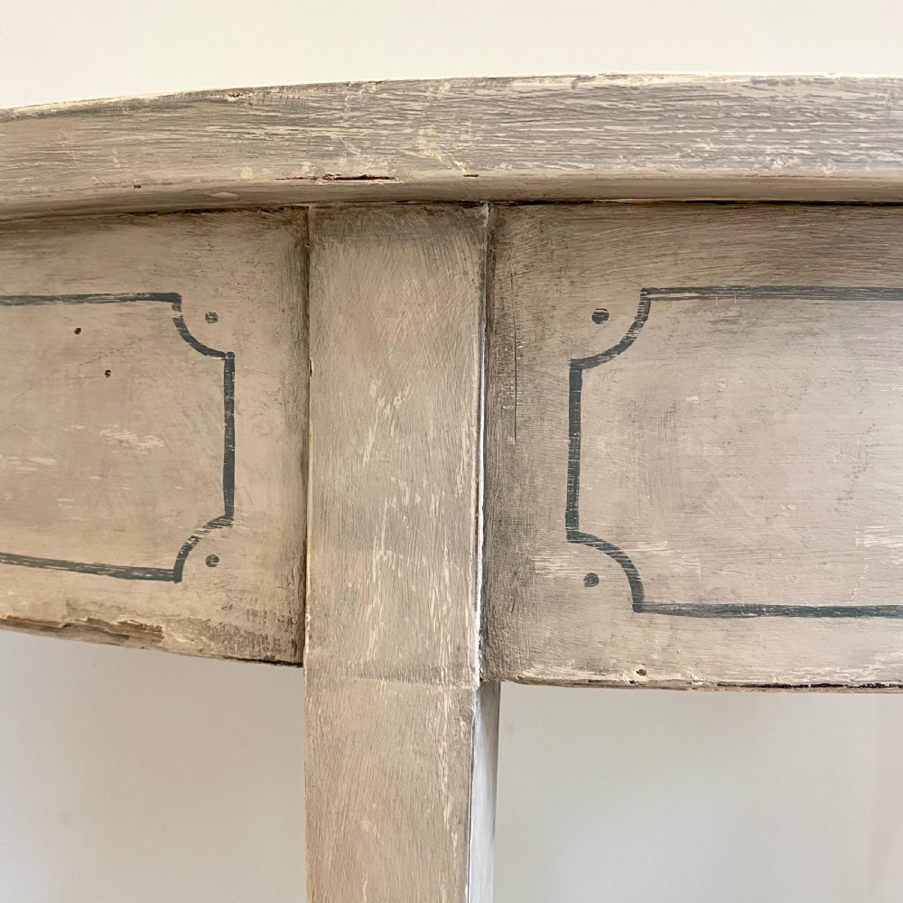 George III pair of painted Demi lune tables  View III