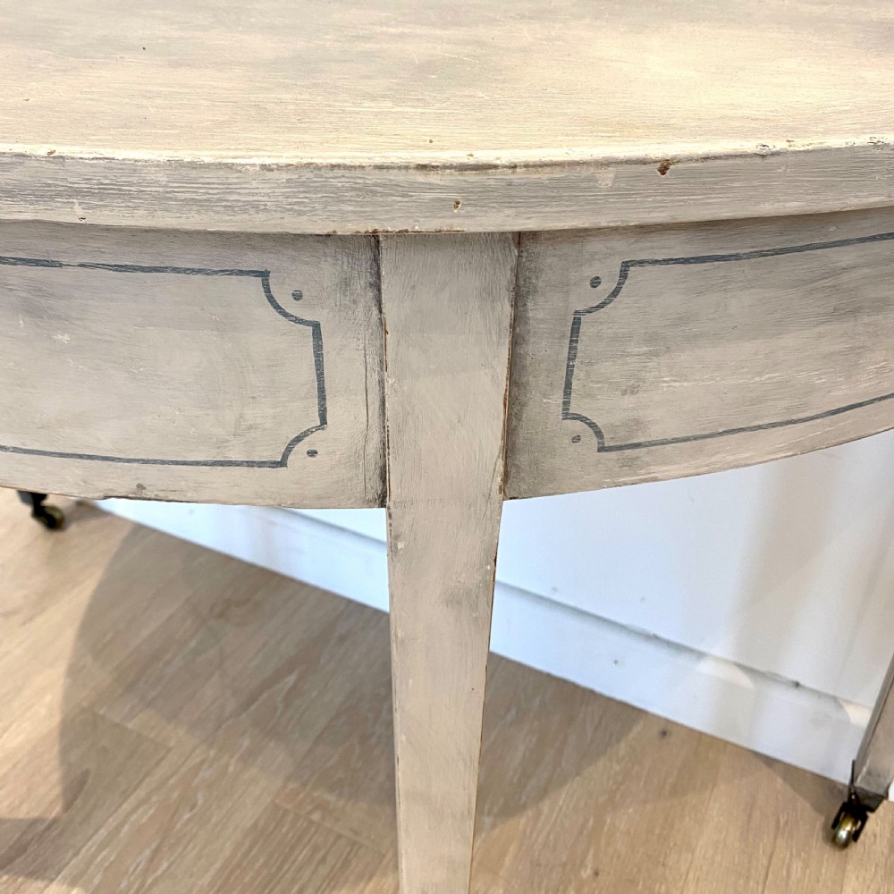 George III pair of painted Demi lune tables  View VII