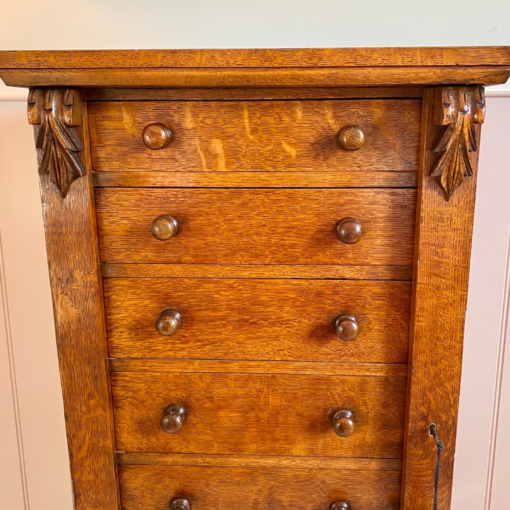 19th century oak Wellington chest of drawers  View II