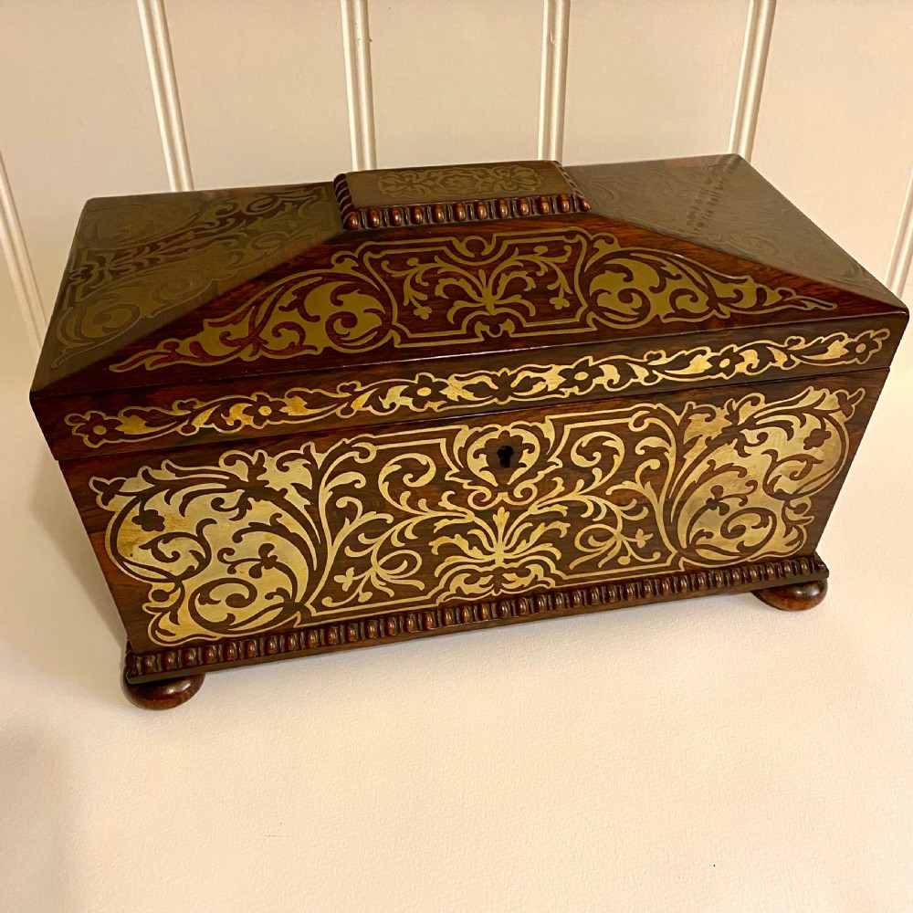 19th century sarcophagus rosewood tea caddy View II