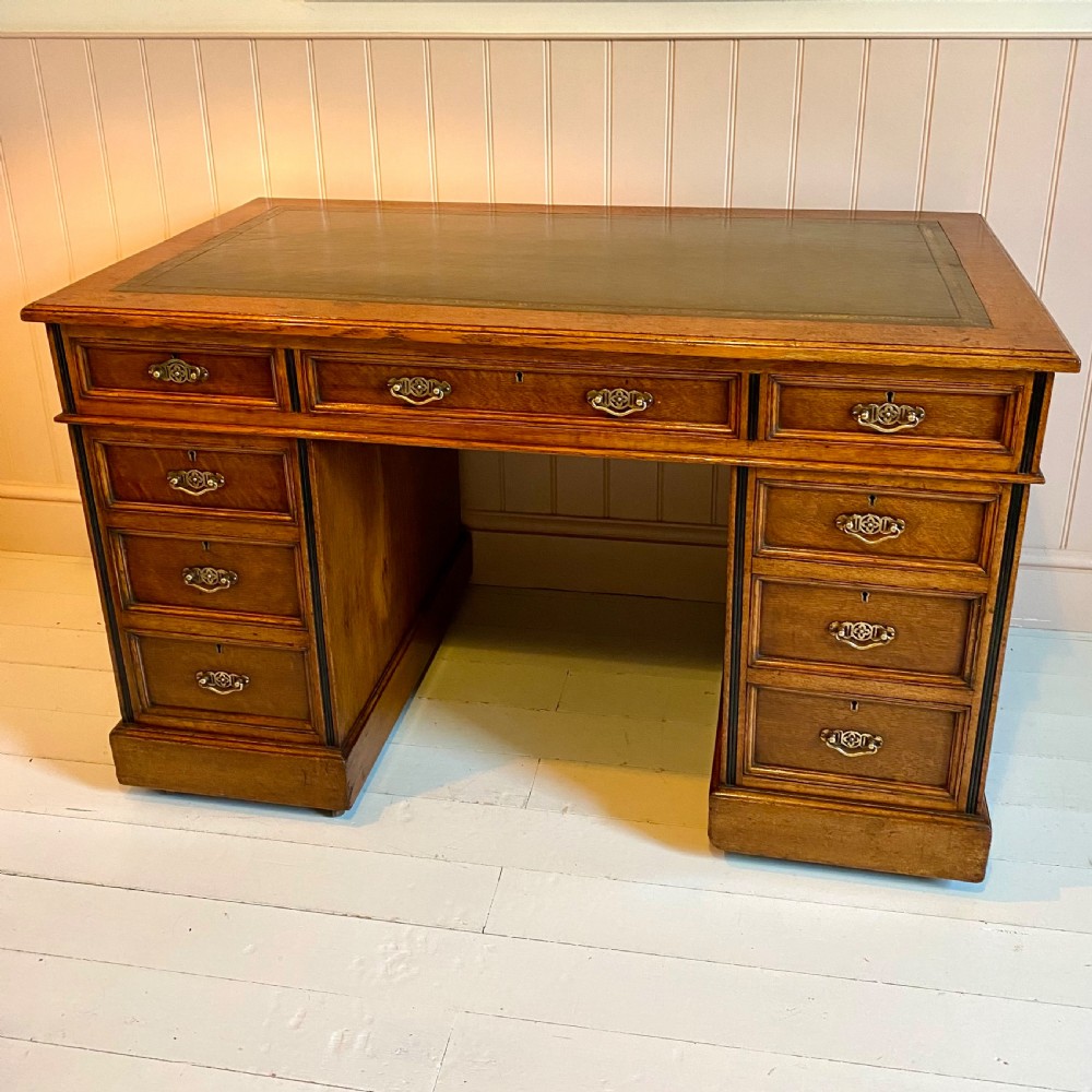 19th century oak pedestal desk