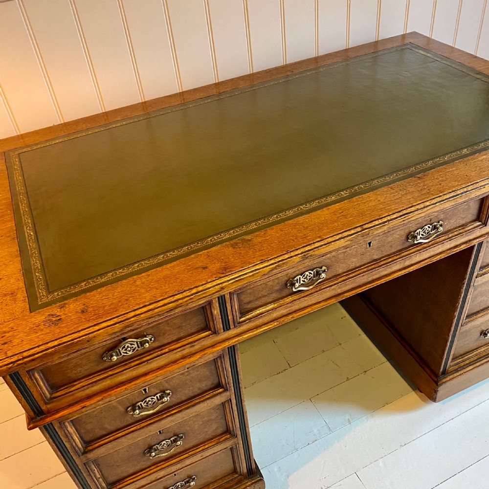 19th century oak pedestal desk View XII