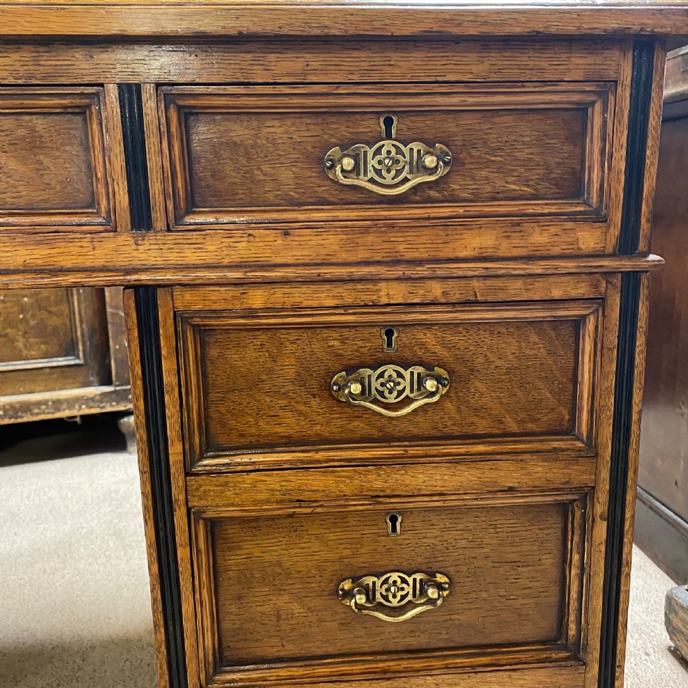 19th century oak pedestal desk View XIII