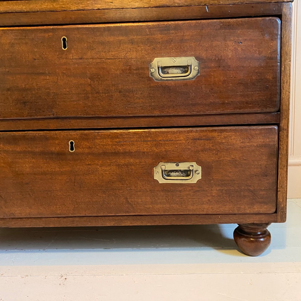 19th century mahogany campaign military chest of drawers View III