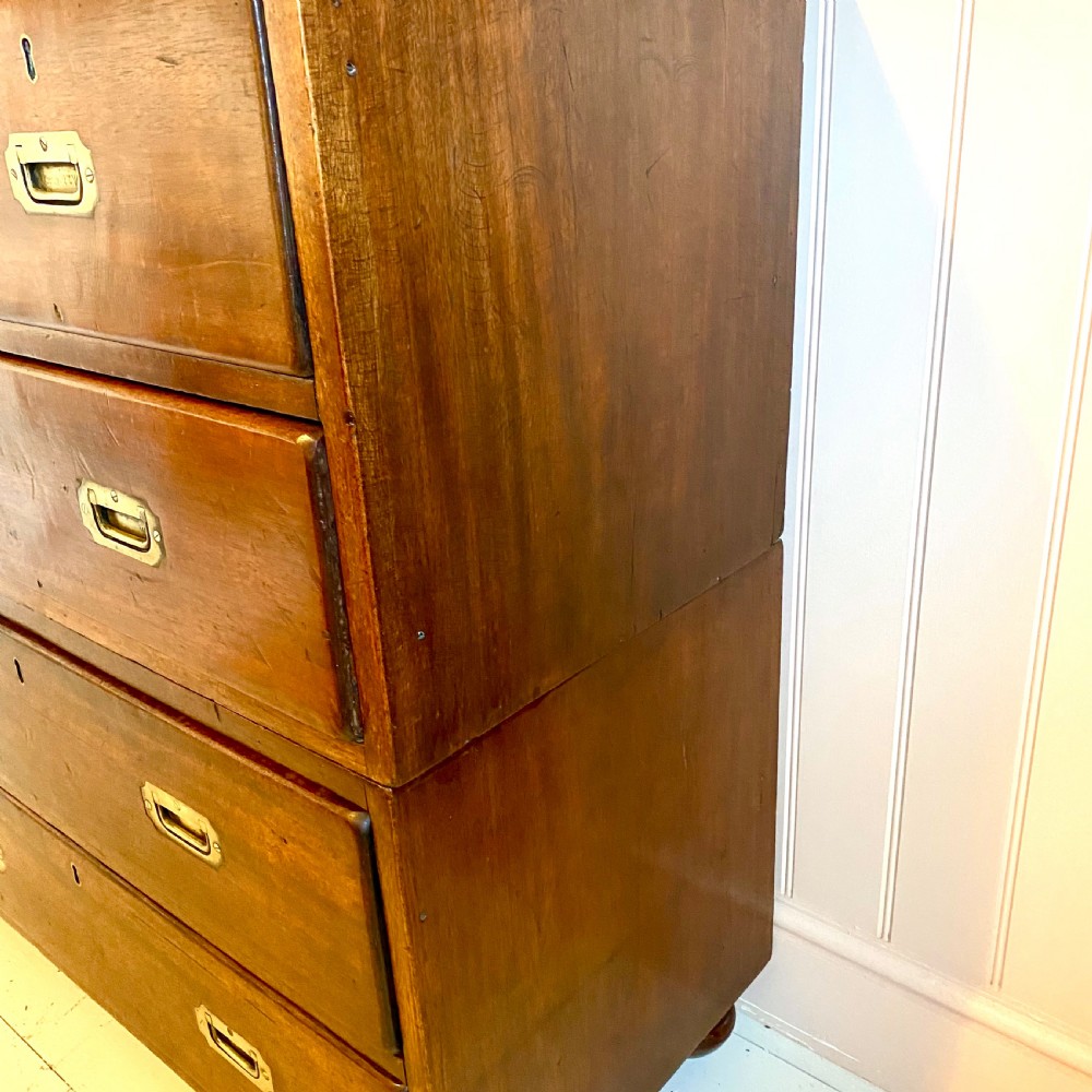 19th century mahogany campaign military chest of drawers View V