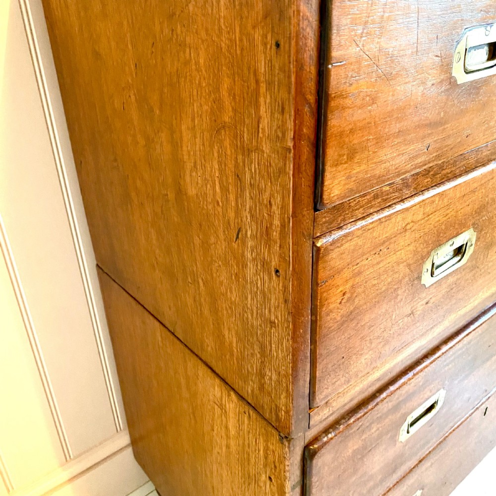19th century mahogany campaign military chest of drawers View VI