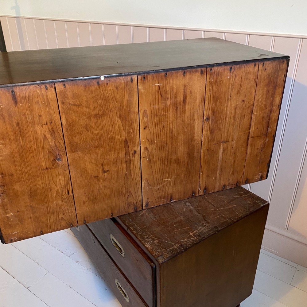 19th century mahogany campaign military chest of drawers View IX