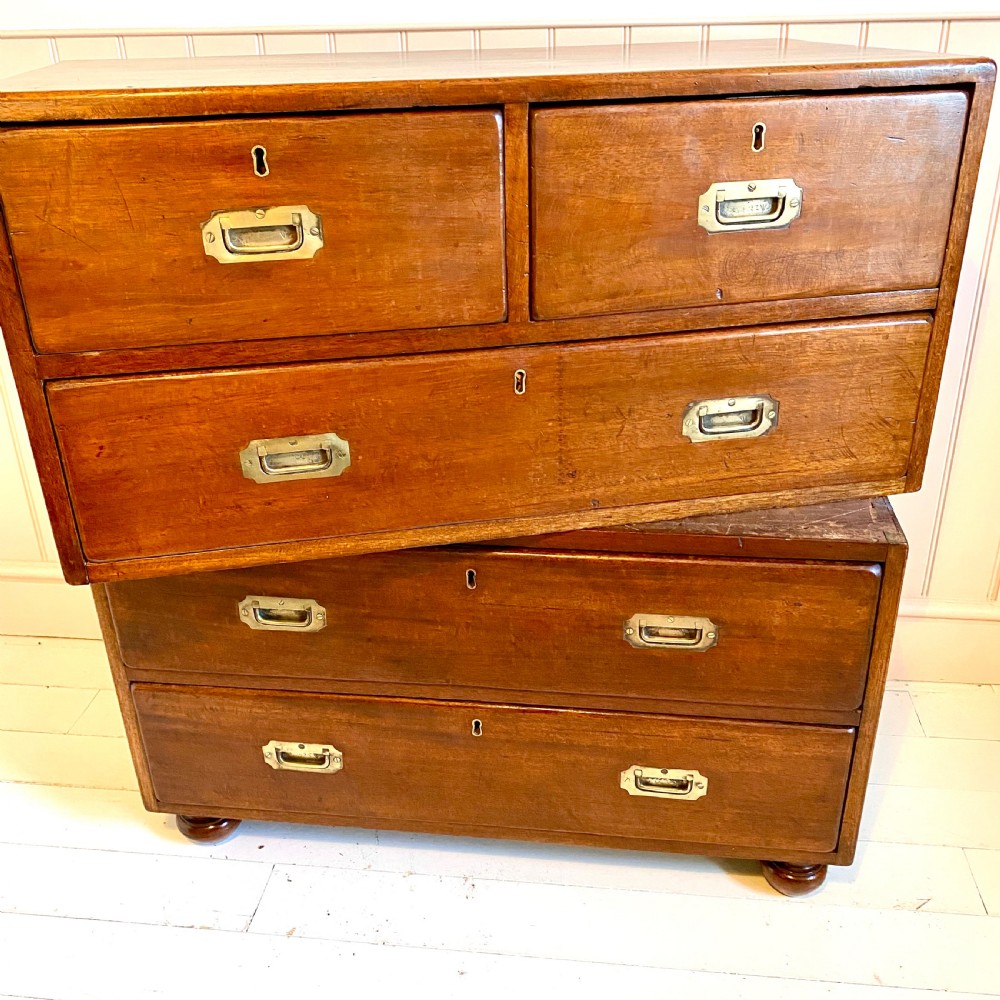 19th century mahogany campaign military chest of drawers View XII