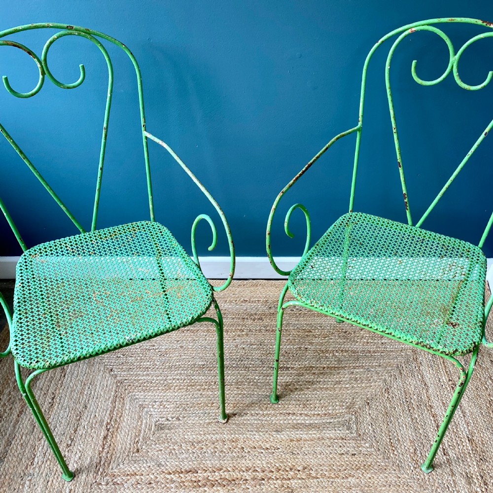 Pair of French wrought iron garden chairs  View IV