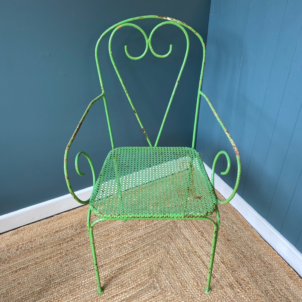 Pair of French wrought iron garden chairs  View V