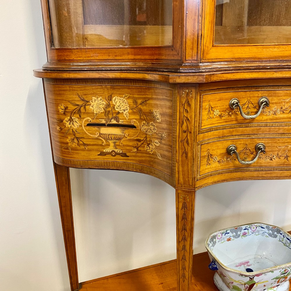 19th century satinwood inlaid display cabinet  View XII