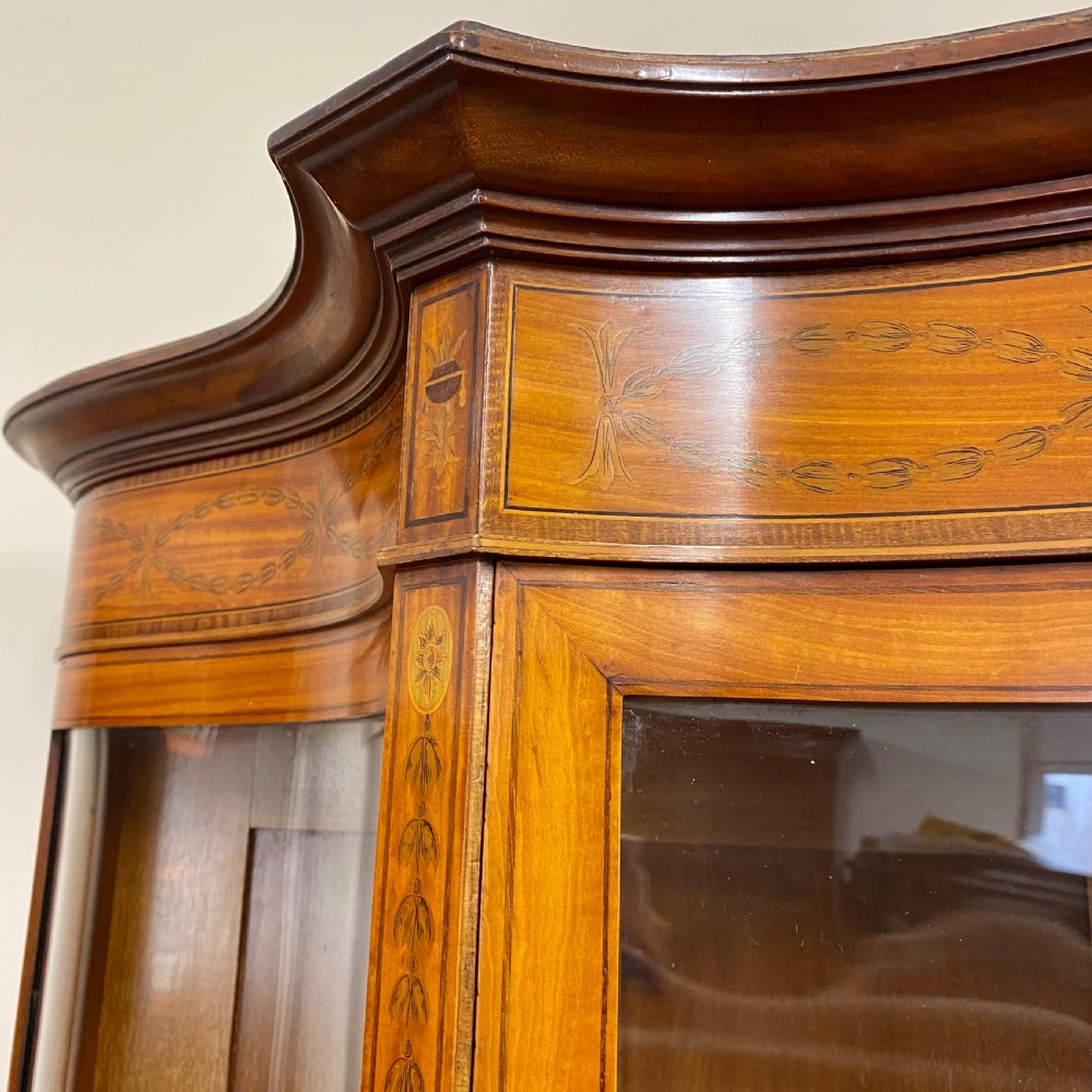 19th century satinwood inlaid display cabinet  View XIV