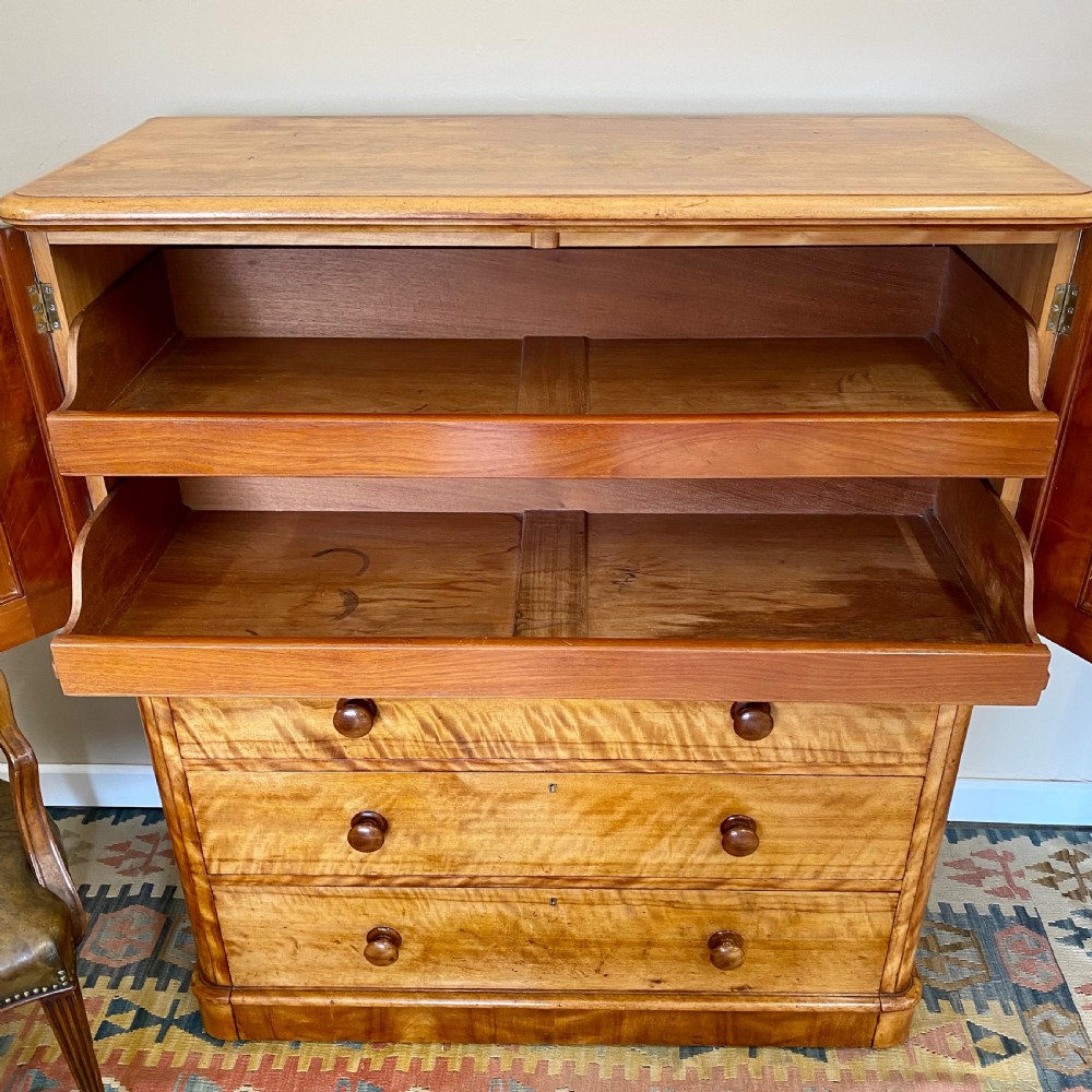 19th century satin birch linen press View XIV