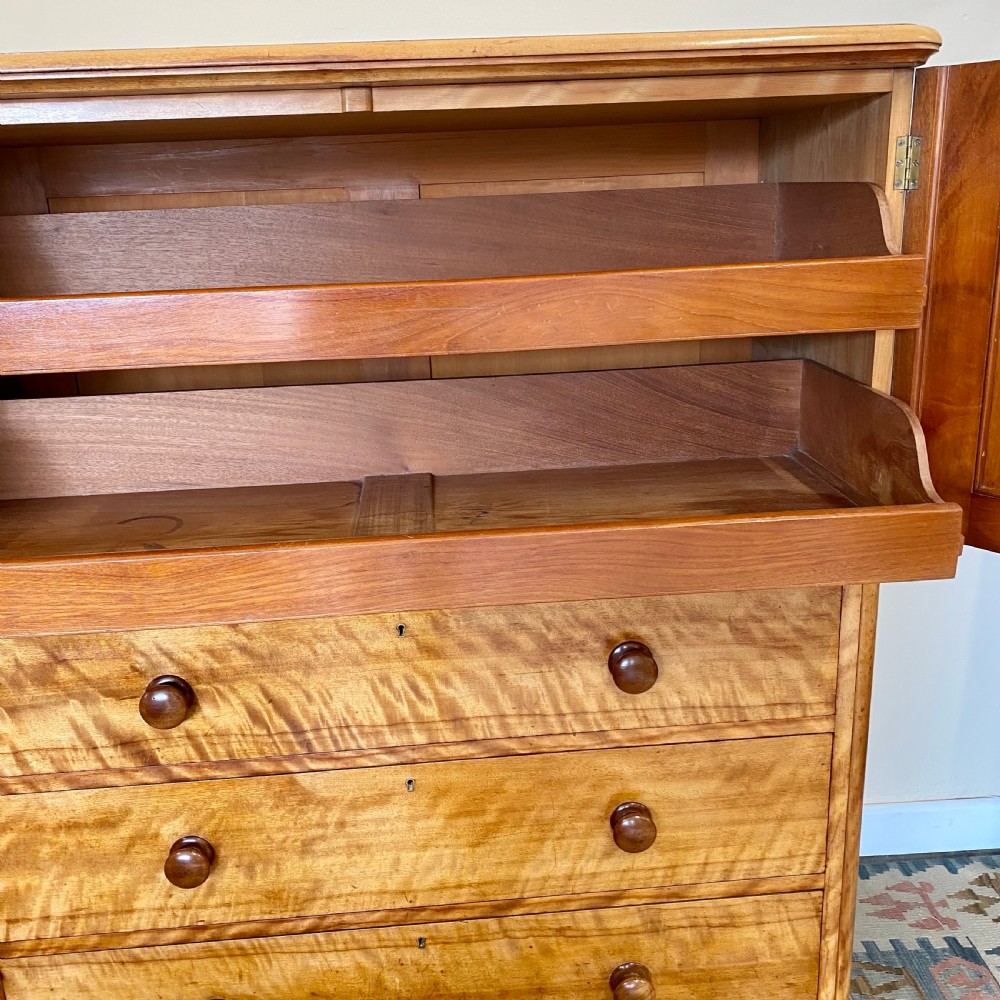 19th century satin birch linen press View XV