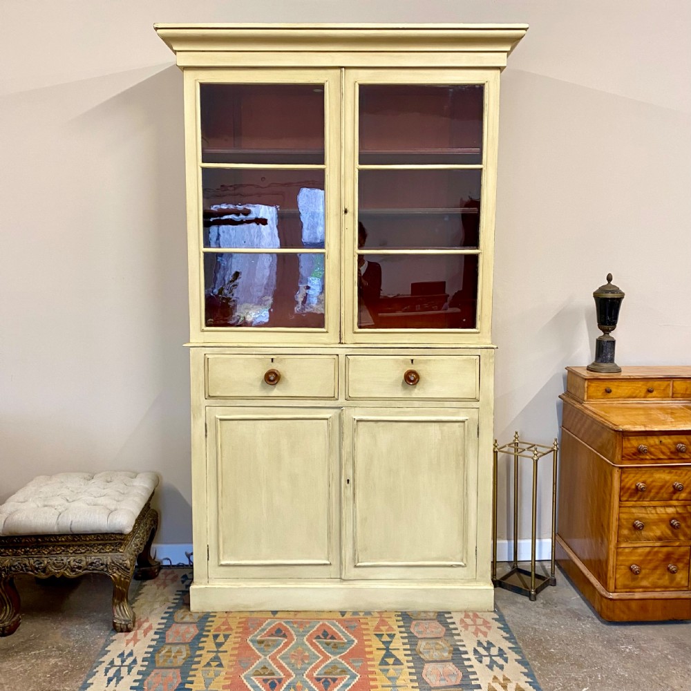 19th century painted glazed bookcase