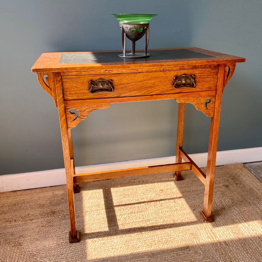 Arts and crafts oak writing side table  View II