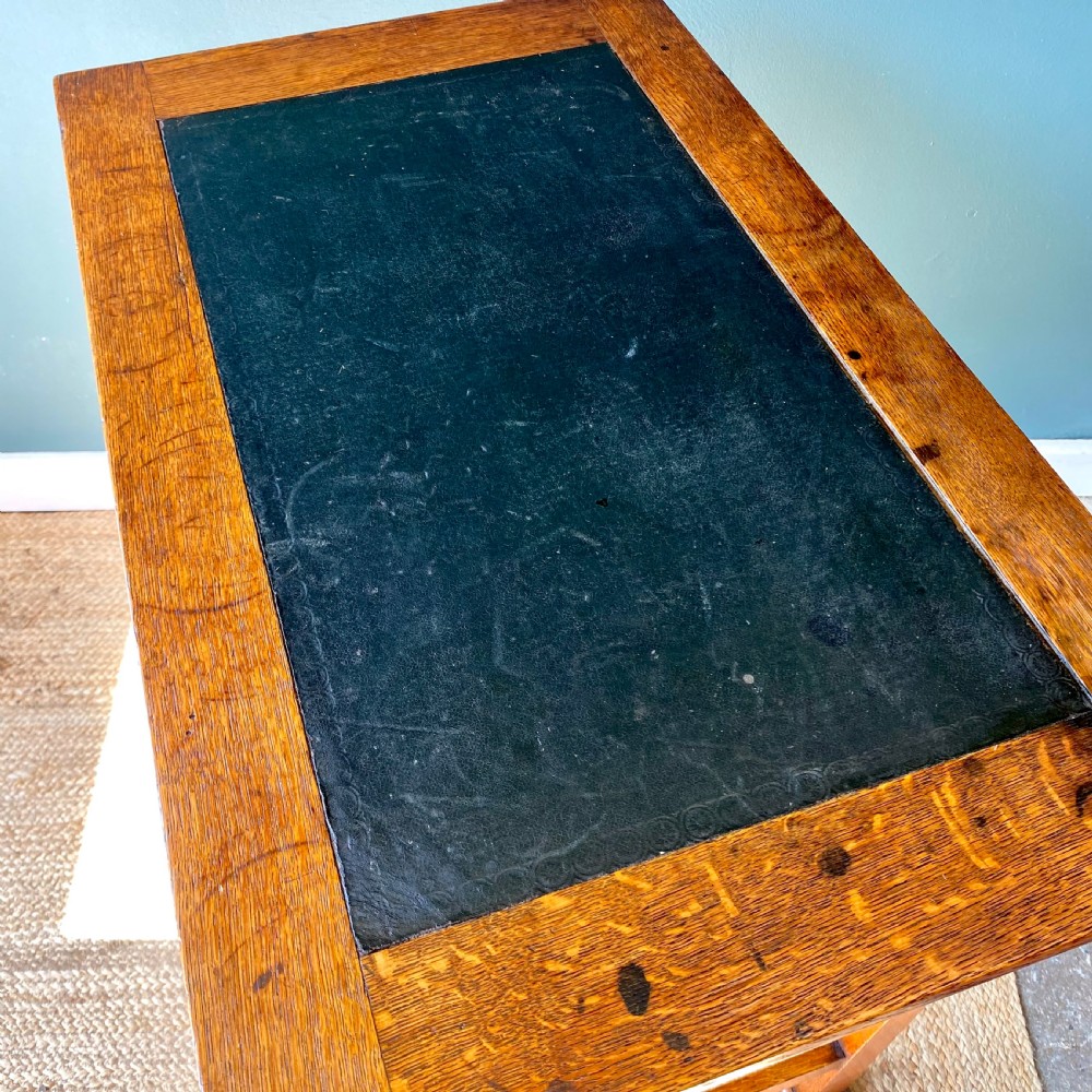 Arts and crafts oak writing side table  View VII