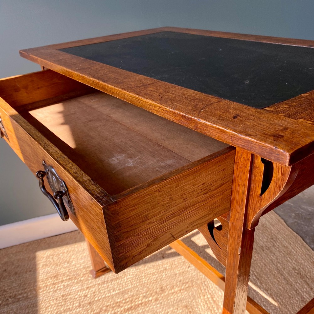 Arts and crafts oak writing side table  View VIII