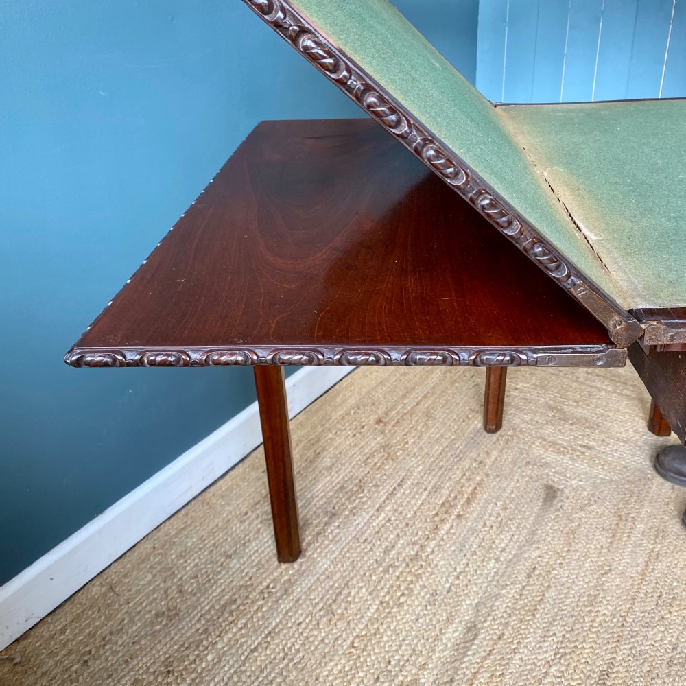 Georgian mahogany tea card table View XIII