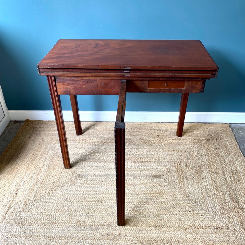 Georgian mahogany tea card table View XV