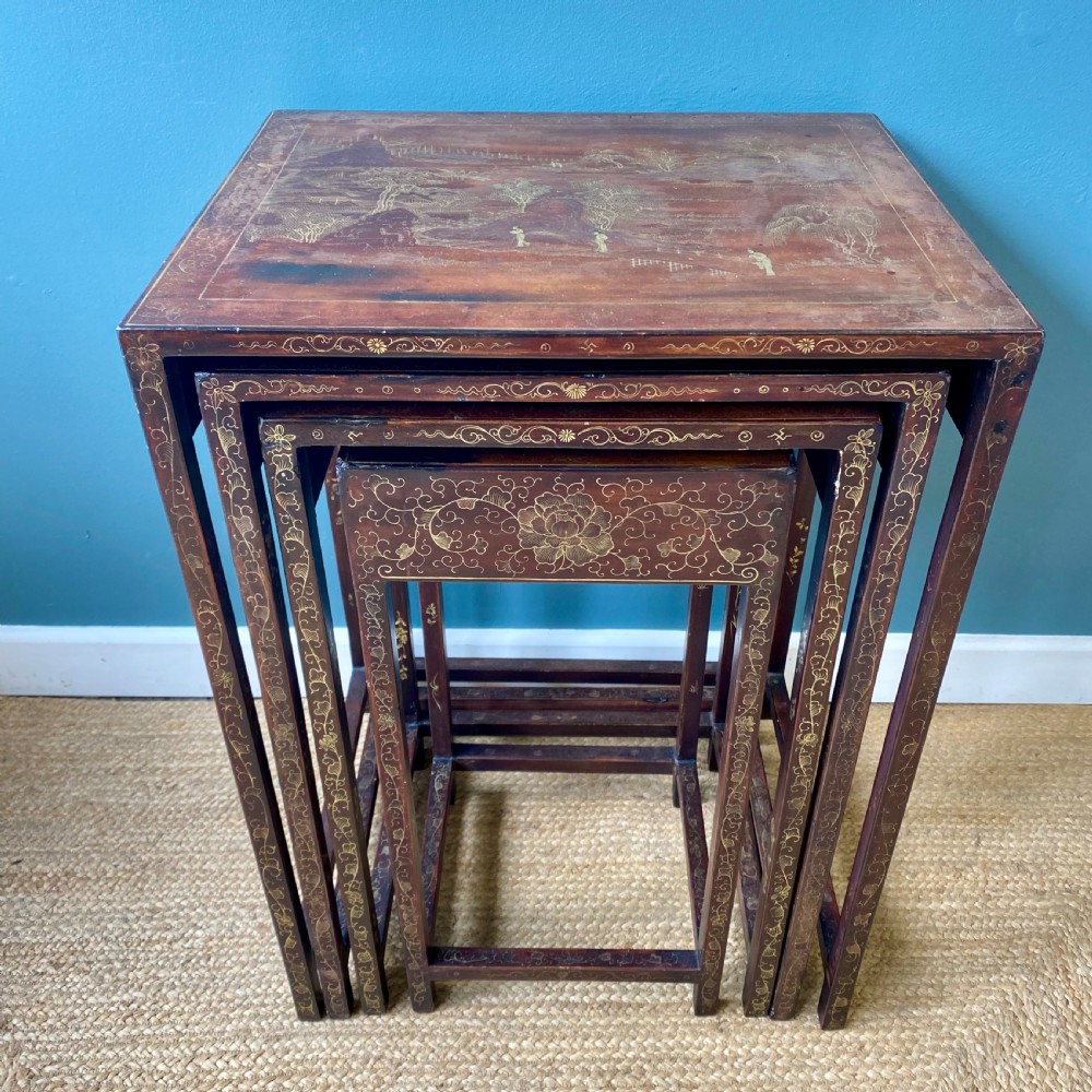 Edwardian chinoiserie nest of four tables View III