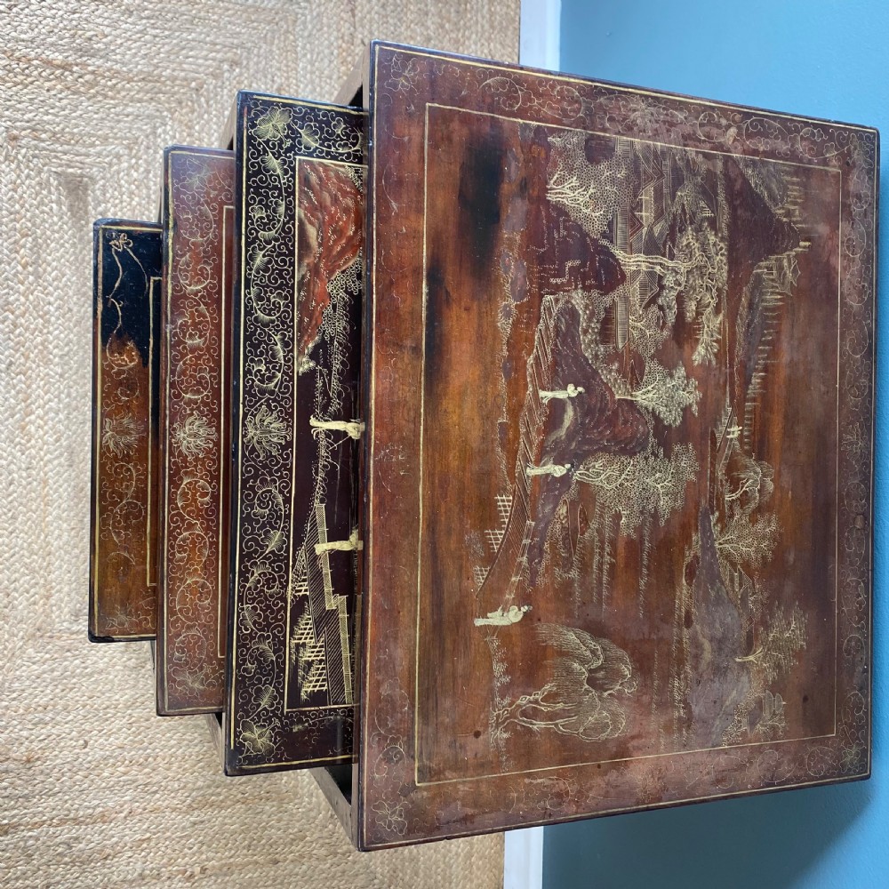Edwardian chinoiserie nest of four tables View V