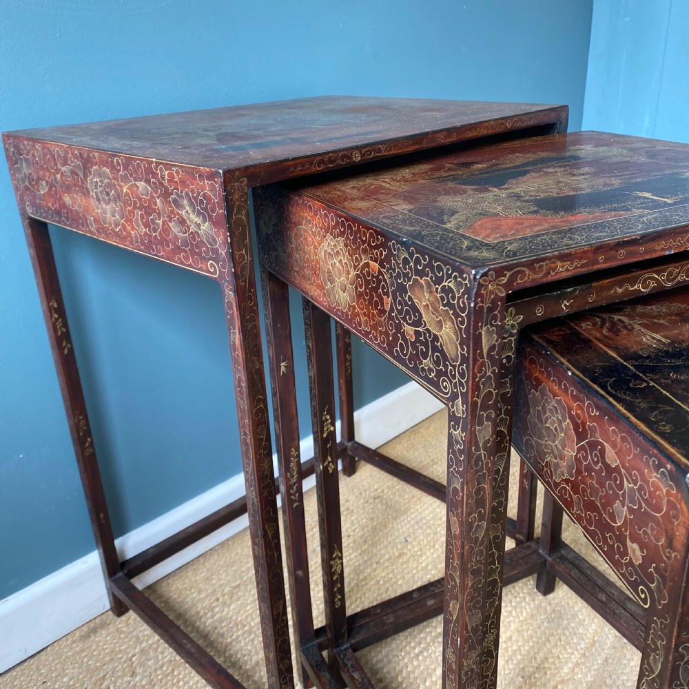 Edwardian chinoiserie nest of four tables View XII