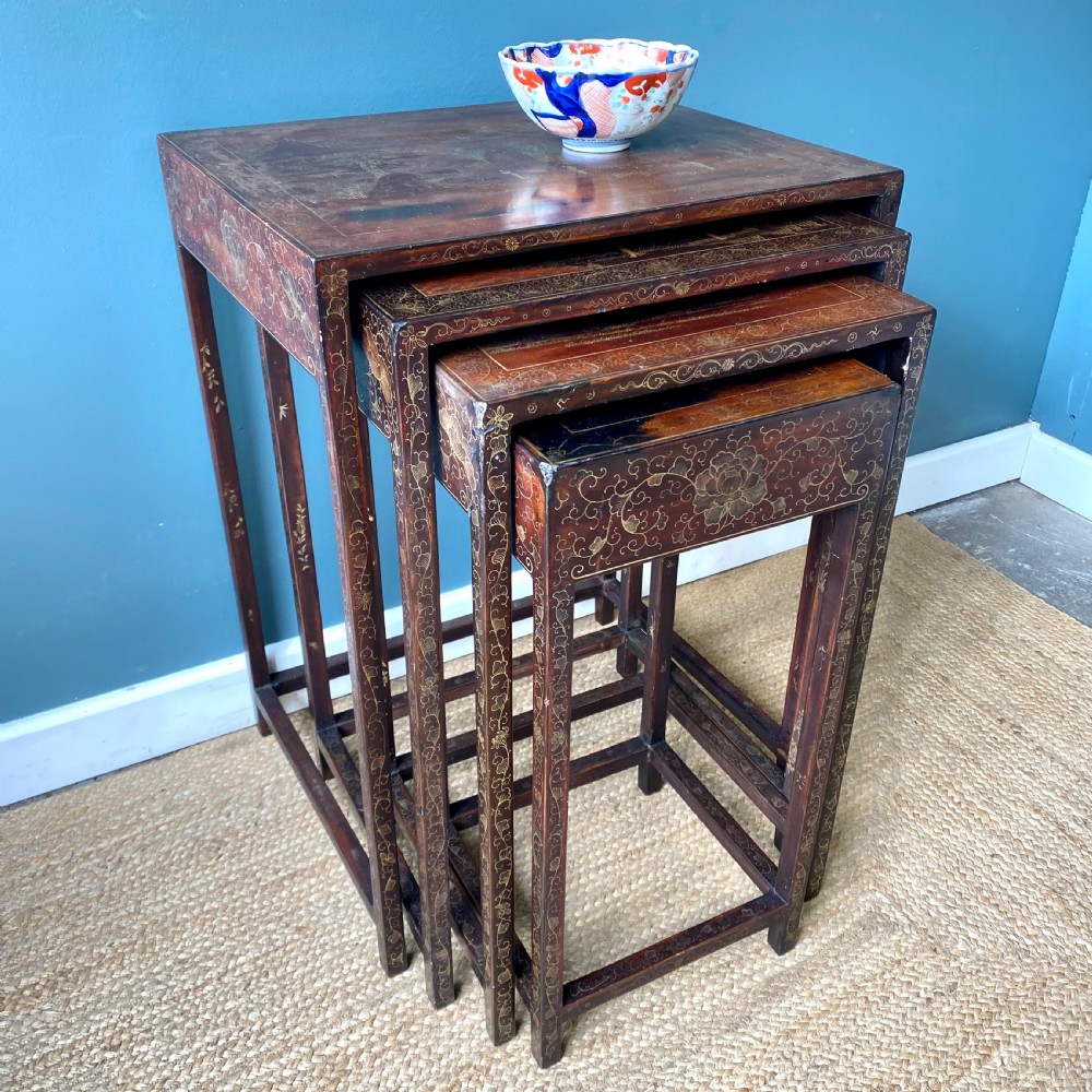 Edwardian chinoiserie nest of four tables View XV