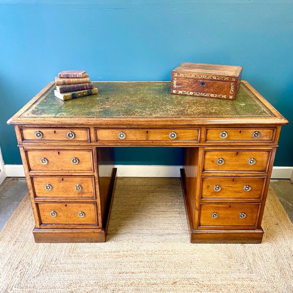 19th century walnut pedestal desk
