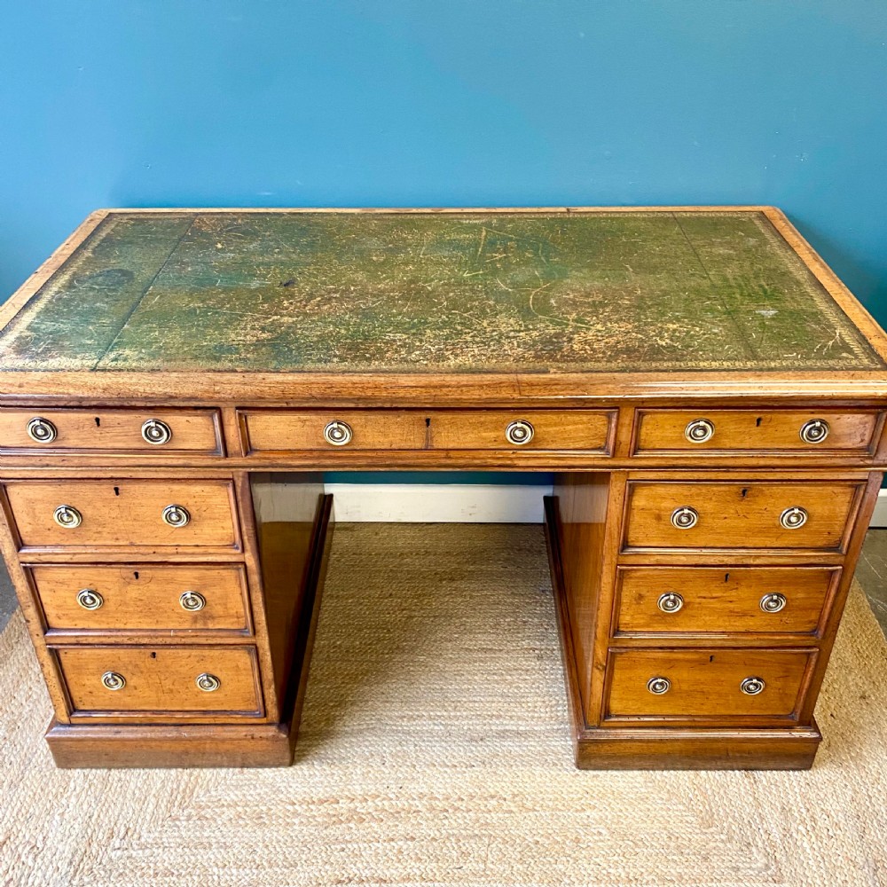 19th century walnut pedestal desk View II